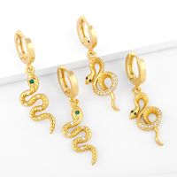 Fashion Retro Diamond-encrusted Zircon Snake-shaped Copper Drop Earrings main image 1