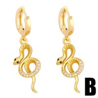 Fashion Retro Diamond-encrusted Zircon Snake-shaped Copper Drop Earrings main image 4
