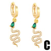 Fashion Retro Diamond-encrusted Zircon Snake-shaped Copper Drop Earrings main image 5