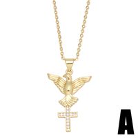Creative Diamond-encrusted Peace Dove Cross Pendant Copper Zircon Virgin Necklace main image 3