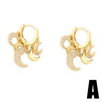 Fashion Hollow Heart-shaped Earrings Creative Moon Copper Drop Earrings main image 3