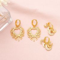 Fashion Hollow Heart-shaped Earrings Creative Moon Copper Drop Earrings main image 5