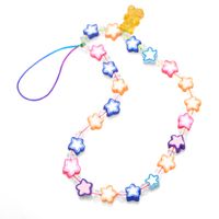 Cute Transparent Bear Color Soft Pottery Star Pentagram Beadeds Phone Chain main image 3