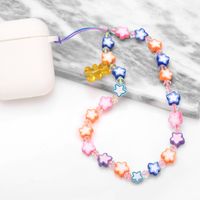 Cute Transparent Bear Color Soft Pottery Star Pentagram Beadeds Phone Chain main image 5