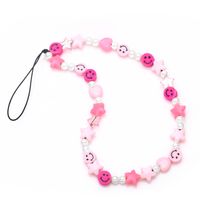 Summer Short Anti-skid Imitation Pearl Soft Pottery Smiley Mobile Phone Chain main image 1