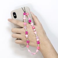 Summer Short Anti-skid Imitation Pearl Soft Pottery Smiley Mobile Phone Chain main image 3