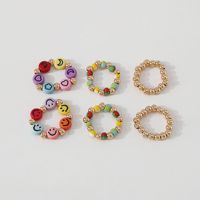 Ethnic Style Color Beaded Smiley Star Fashion Alloy Ring Set main image 5