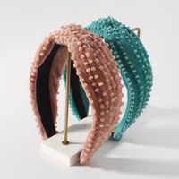 Solid Color Bead Wide-brimmed Knot Headband main image 1