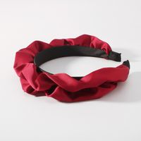 Retro Solid Color Satin Cloth Pleated Headband main image 3