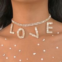 Exaggerated Love Full Diamond Geometric Alloy Choker Necklace Female main image 1