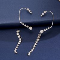 Fashion Long Asymmetrical Tassel Diamond Ear Clips Without Ear Holes main image 5