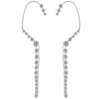 Fashion Long Asymmetrical Tassel Diamond Ear Clips Without Ear Holes main image 6