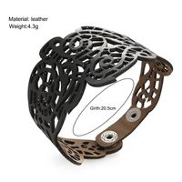 Fashion Simple Retro Solid Color Hollow Leather Bracelet main image 6