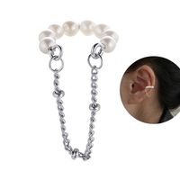 New Creative Simple Sweet Pearl Chain Tassel Alloy Ear Clip main image 1