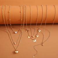 New Creative Women's Cute Moon Star Alloy Necklace 6-piece Set main image 3