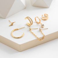 New Creative Simple Women's Jewelry Inlaid Zircon Alloy Ear Clip Set main image 3
