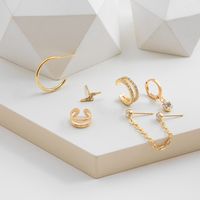 New Creative Simple Women's Jewelry Inlaid Zircon Alloy Ear Clip Set main image 4