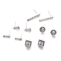 Fashion Simple Geometric Symmetry Diamond Alloy Stud Earrings Set main image 5