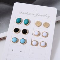 Fashion Green White Resin Geometric Round Alloy Stud Earrings main image 3