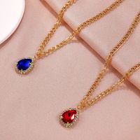 New Micro-encrusted Zircon Water Drop Pendant Alloy Necklace main image 2