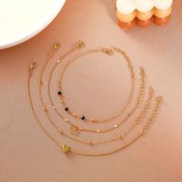 New Multi-layer Heart-shaped Butterfly Bohemian Anklet Four-piece Set main image 3