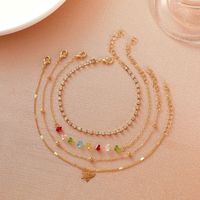 New Multi-layer Heart-shaped Butterfly Bohemian Anklet Four-piece Set main image 5