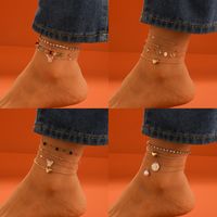 New Multi-layer Heart-shaped Butterfly Bohemian Anklet Four-piece Set main image 6