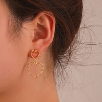 Fashion Hollow Double Heart-shaped Earrings Simple Alloy Drop Earrings main image 6