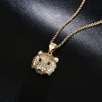 Fashion Copper Micro-inlaid Zircon Jewelry Plated 18k Gold Tiger Head Pendant Necklace main image 1
