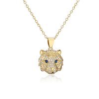 Fashion Copper Micro-inlaid Zircon Jewelry Plated 18k Gold Tiger Head Pendant Necklace main image 6