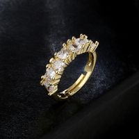 Fashion Heart-shape Zircon Open Ring Female Copper Plated 18k Gold Jewelry main image 3