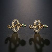 Fashion Retro Copper Zircon Plated 18k Gold Snake Stud Earrings main image 4