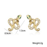Fashion Retro Copper Zircon Plated 18k Gold Snake Stud Earrings main image 5