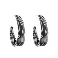 Retro Checkerboard Plaid C-shaped Stripe Acrylic Earrings main image 6