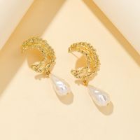 Baroque Water Drop Moon Pearl Alloy Earrings Wholesale main image 1