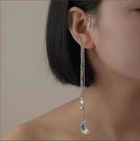 Simple Inlaid Zircon Star Moon Tassel Drop Earrings Wholesale main image 1