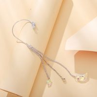 Simple Inlaid Zircon Star Moon Tassel Drop Earrings Wholesale main image 3