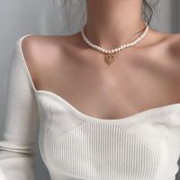 Collar De Perlas Retro Con Cruz De Corazón Hueco Para Mujer main image 3