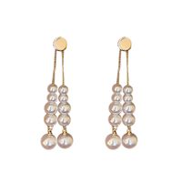 Retro Pearl Tassel Long Alloy Earrings Wholesale main image 6