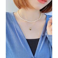 Stainless Steel Titanium Steel Fashion Plating Geometric Natural Freshwater Pearl Necklace main image 6