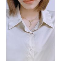 Korean Copper Inlaid Zircon Creative Butterfly Tassel Necklace Collarbone Chain main image 5