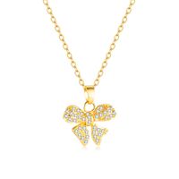 Korean New Diamond-encrusted Bow Copper Necklace Collarbone Chain Female main image 1