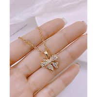 Korean New Diamond-encrusted Bow Copper Necklace Collarbone Chain Female main image 4