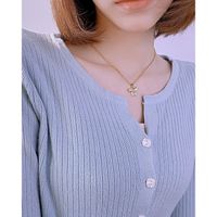 Korean New Diamond-encrusted Bow Copper Necklace Collarbone Chain Female main image 5