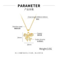 Korean New Diamond-encrusted Bow Copper Necklace Collarbone Chain Female main image 6