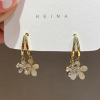 Korean Style Inlaid Zircon Flower Shaped Alloy Drop Earrings sku image 1