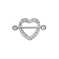 Sexy Heart Stainless Steel Inlay Rhinestones Nipple Ring sku image 1