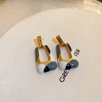 Retro Drop Oil Conrast Color Trapezoidal Geometric Alloy Earrings Wholesale sku image 2