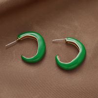 Retro Green Drip Oil C-shaped Geometric Alloy Earrings Wholesale sku image 1