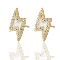 Simple Fashion Diamond Drop Oil Lightning Shape Copper Stud Earrings sku image 2